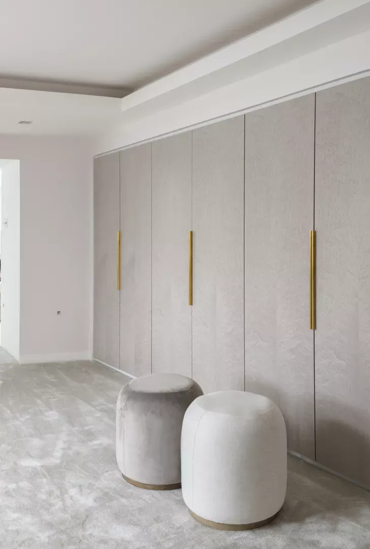 High Bank House, Alderley Edge - Dressing Room with Round Edge Pull (EP1005) in Brushed Brass Waxed - BBW